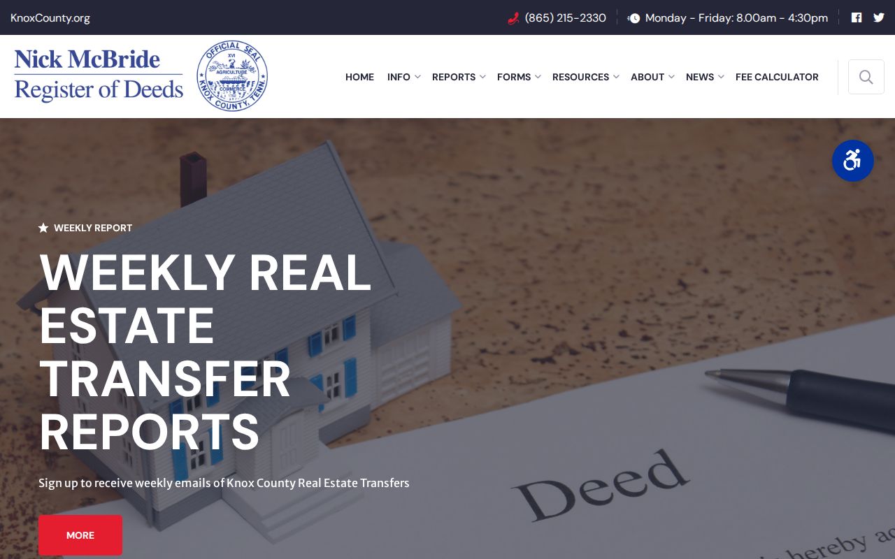 Knoxville people search through Knox County Register of Deeds records