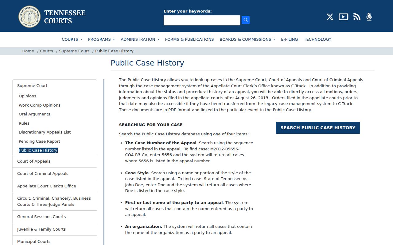 Knoxville people search through Tennessee appellate court case history