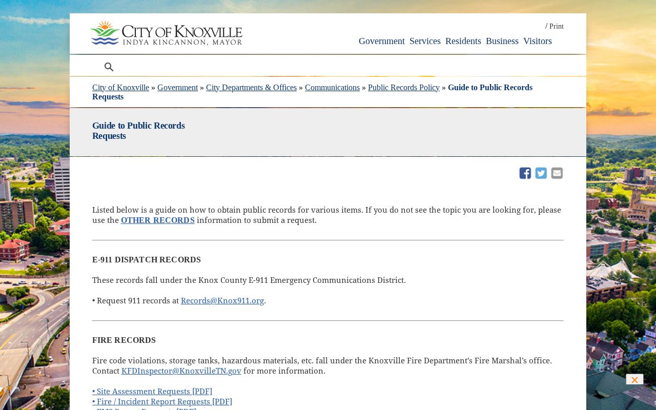 Knoxville public records custodian guide for City departments