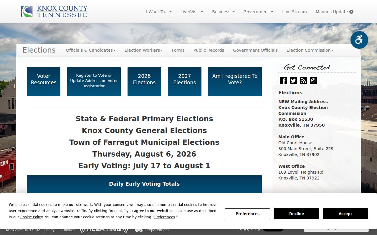 Knox County Election Commission page for Knoxville voter records