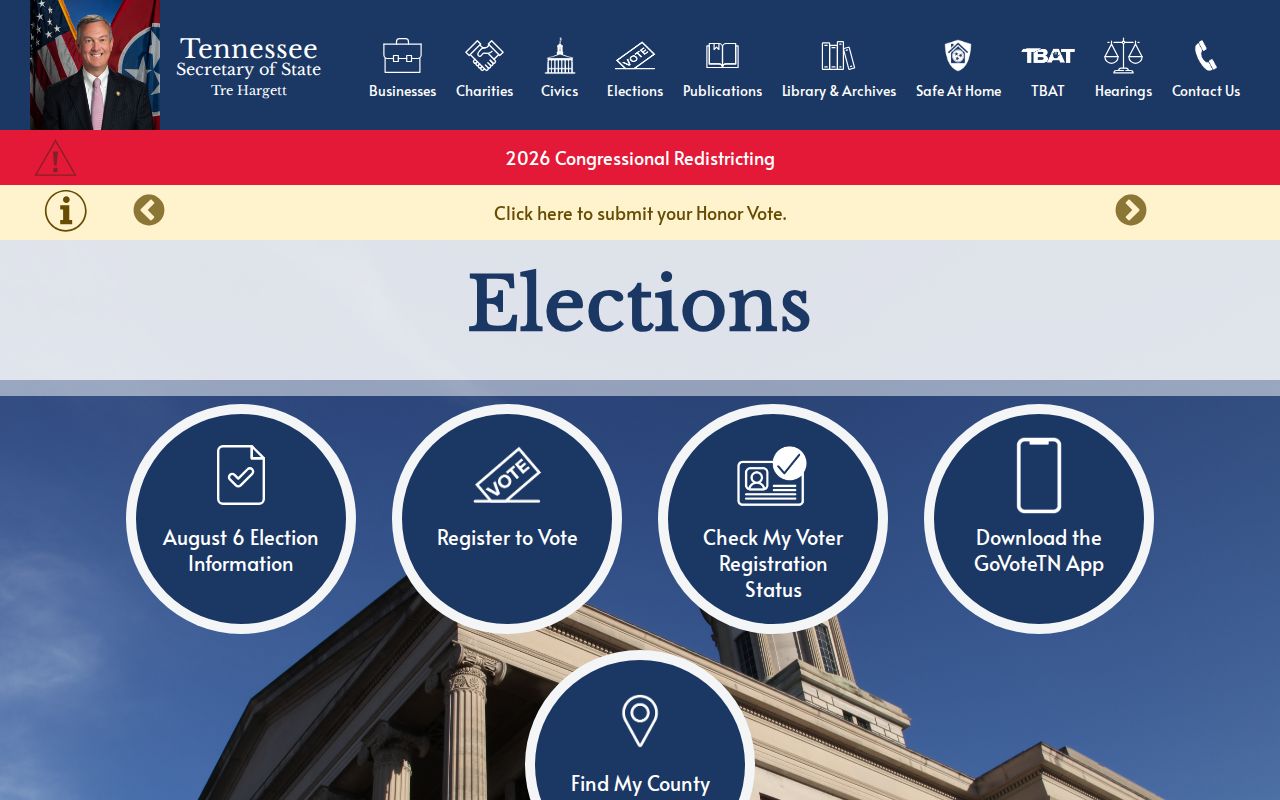 Tennessee Division of Elections resources for Knoxville voter registration